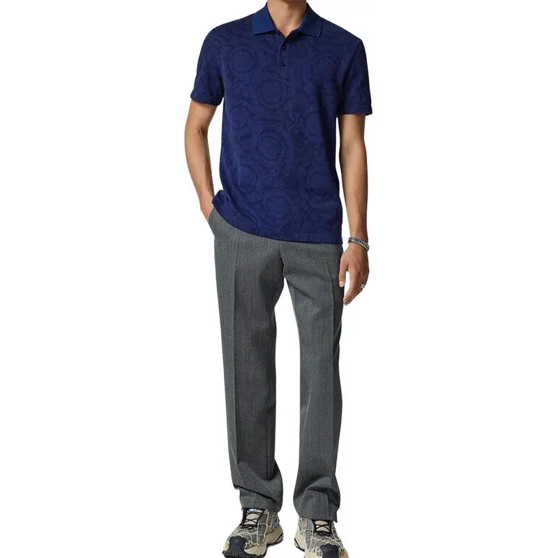 VERSACE Barocco Jacquard Short Sleeved Polo Shirt-1
