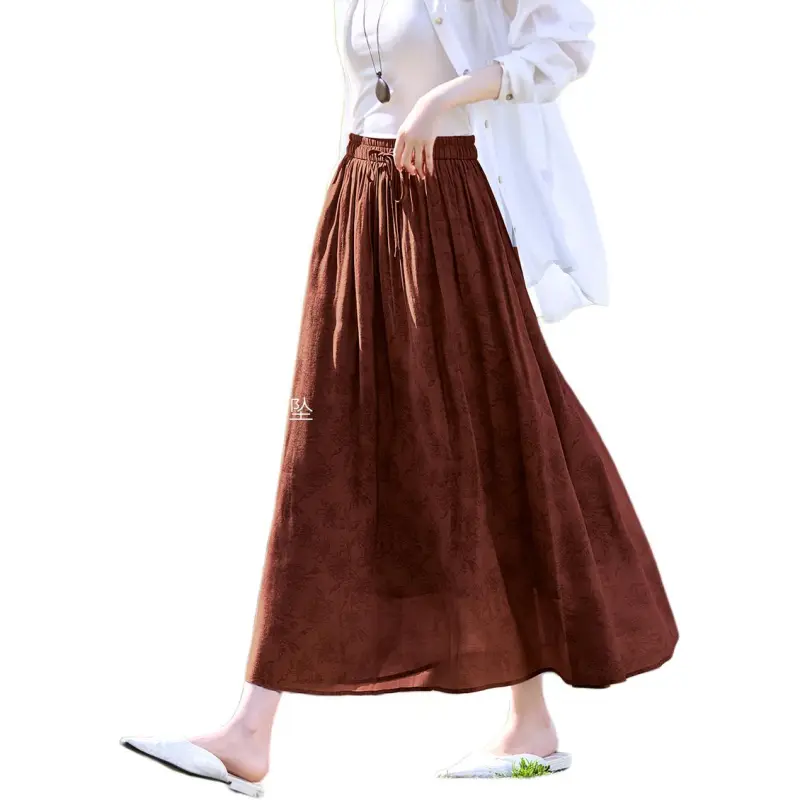 XWI Casual Long Skirts Women's Smoky Red-3