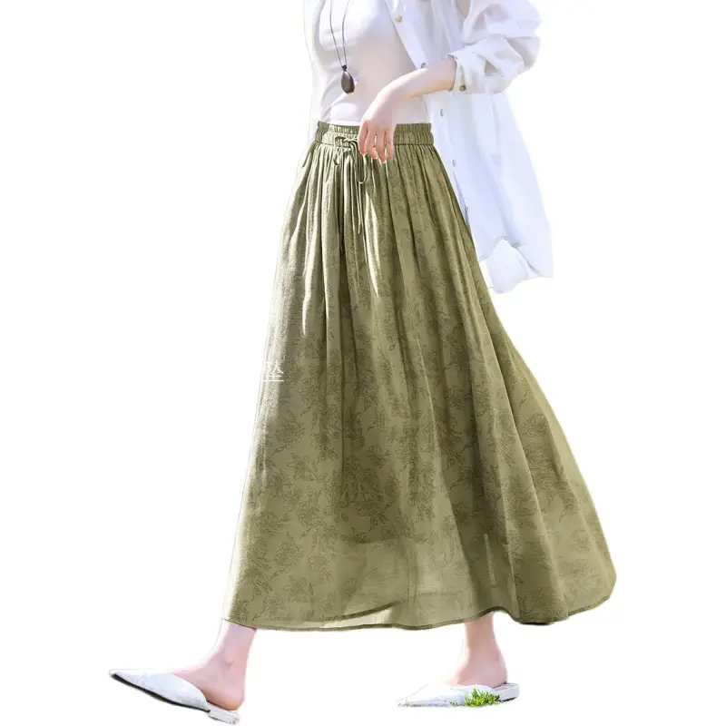 XWI Casual Long Skirts Women's Spring Aqua Green-3