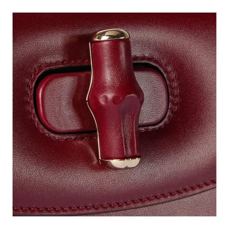 GUCCI Bamboo 1947 Soft Leather Shoulder Bag, Crossbody Bag, Handbag Trumpets Women's Red-5