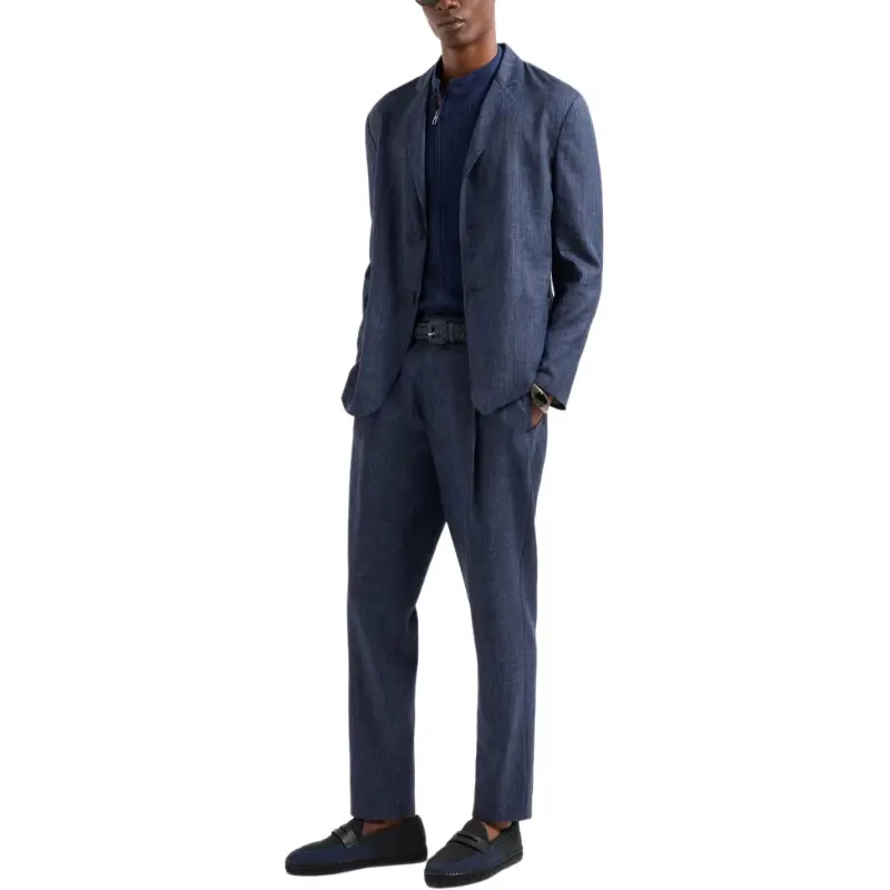 GIORGIO ARMANI Wool Silk And Linen Canvas Single pleat Trousers-1