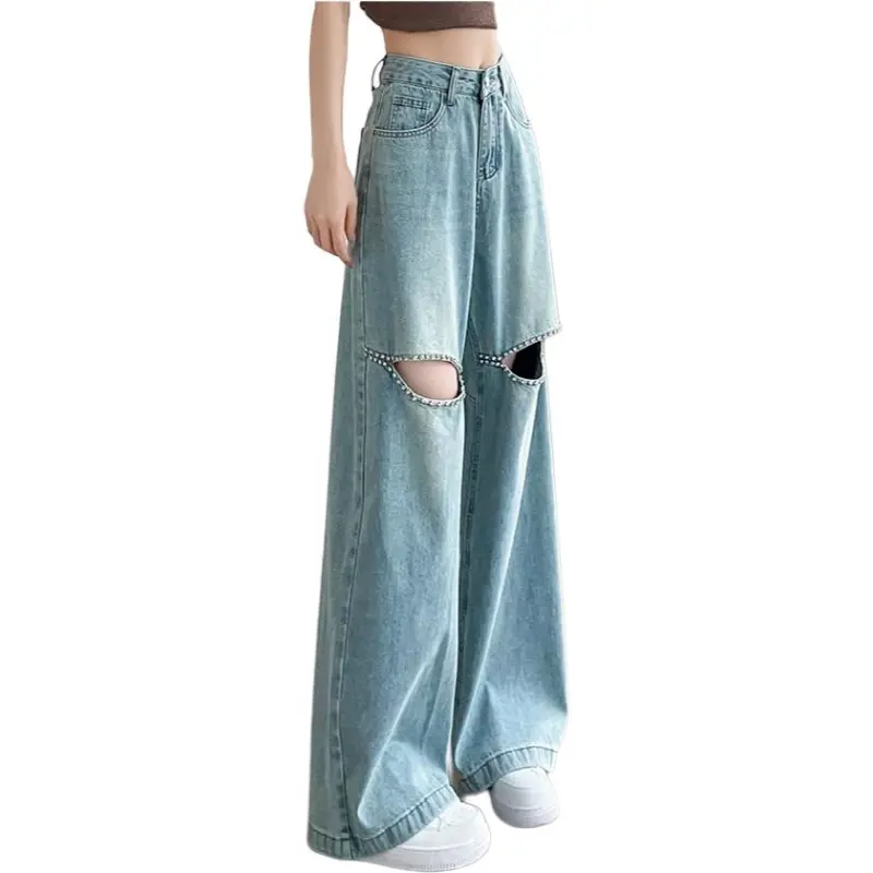 Mu Xiao Xin Casual Pants Women's Light Vintage Blue-3