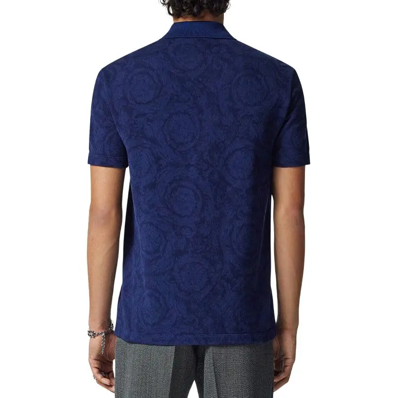 VERSACE Barocco Jacquard Short Sleeved Polo Shirt-3