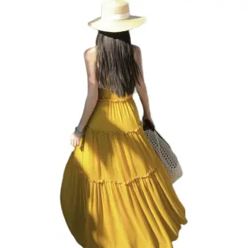 GOSO Slip Dresses Women's Yellow