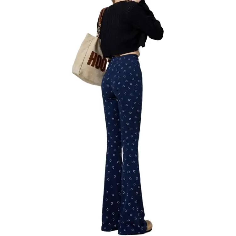 FOREVER 21 Casual Pants Women's Dark Blue Print-1