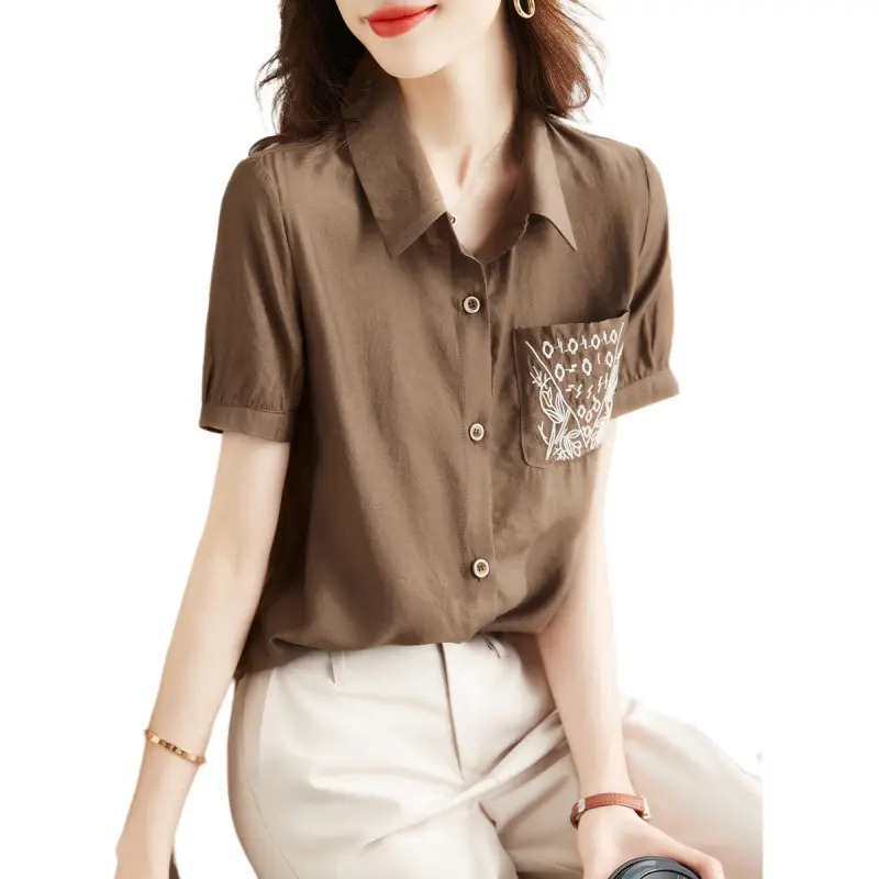 XWI Shirt Women's Red Coffee Brown-3