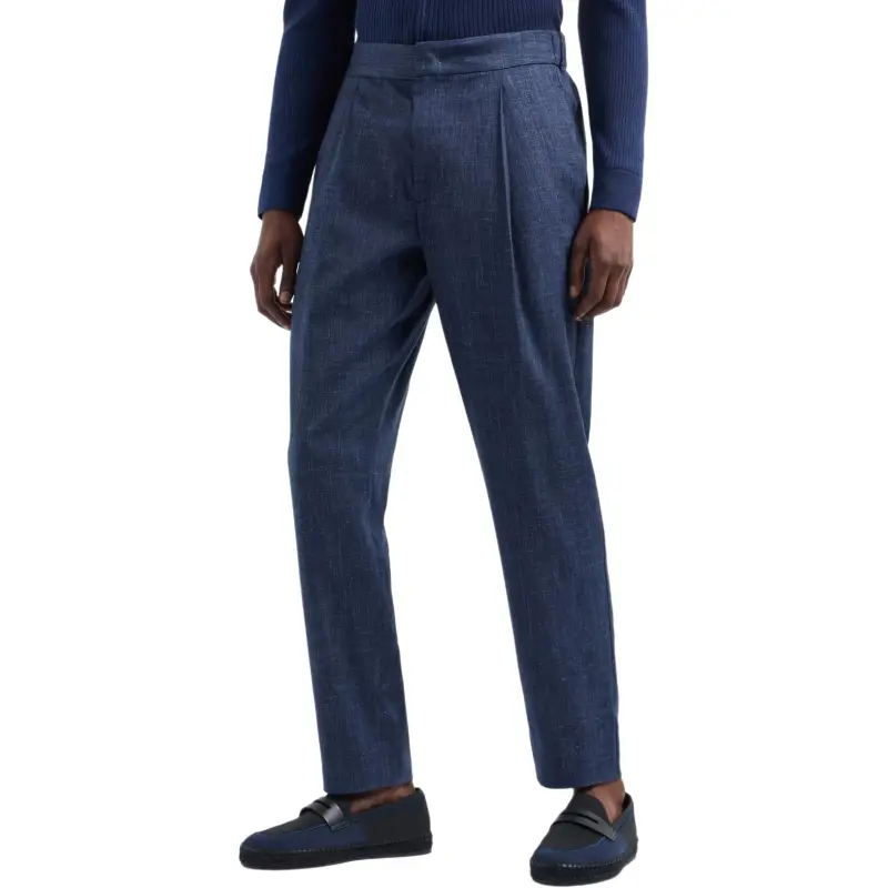 GIORGIO ARMANI Wool Silk And Linen Canvas Single pleat Trousers-2