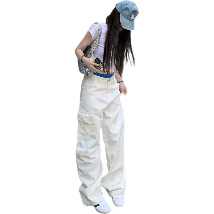 Kazakhstan Cargo Pants Jeans Women's White-2