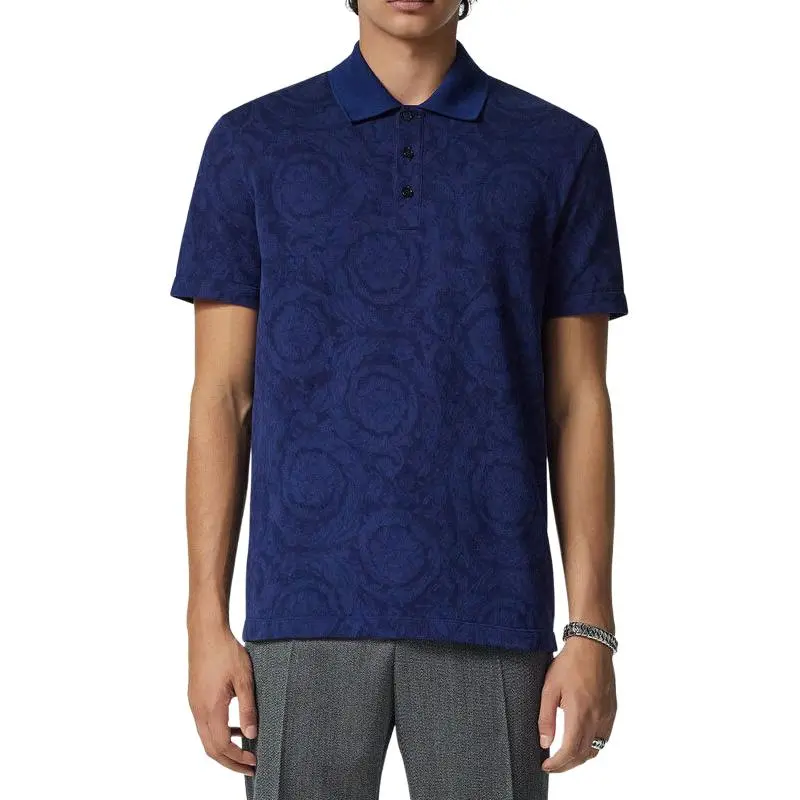 VERSACE Barocco Jacquard Short Sleeved Polo Shirt-2