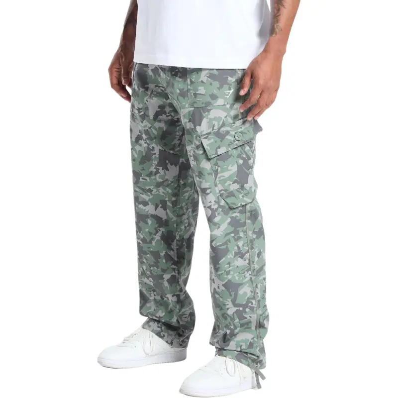 GYMSHARK Camo Print Woven Cargo Pants Men's Green-3