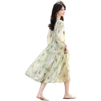 Still Quiet Long Sleeved Dress Women's Green