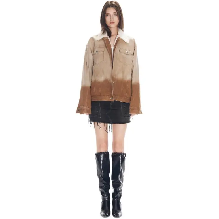 JAC FLEURANT Denim Jacket Women's Brown-4