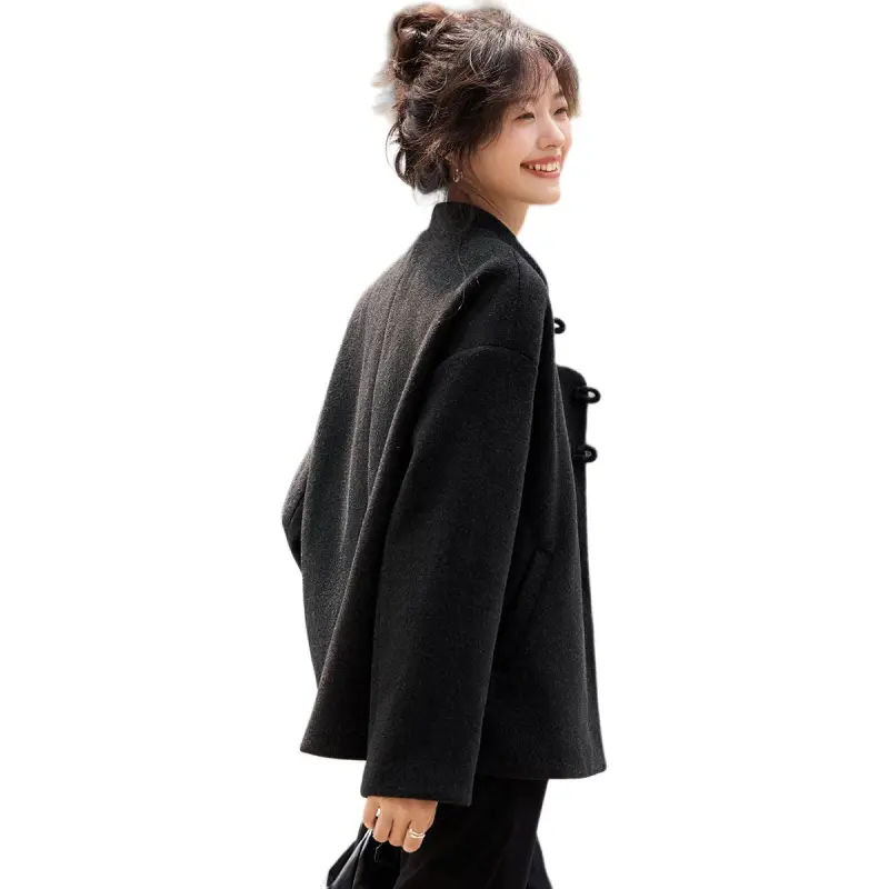 Mo Han Yi Mei Coat Women's Black Gray-5