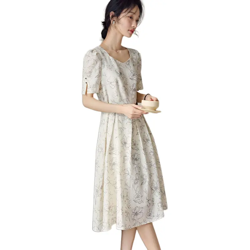 XWI Short Sleeved Dresses Women's Line Pattern-4