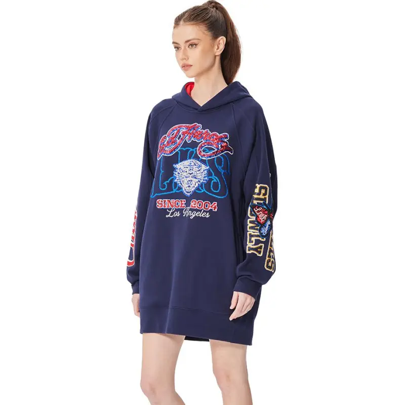 Ed Hardy SS25 Long Sleeved Dresses Women's Midnight Blue-6