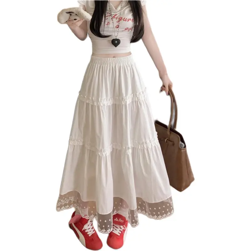 The Temptation Of The Muse Casual Long Skirt Women's White-3