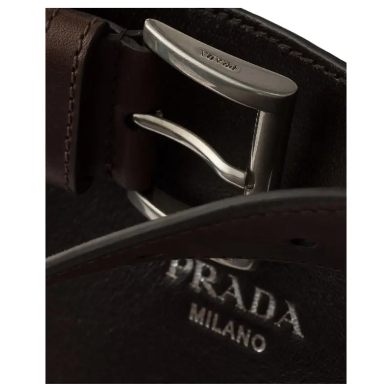 PRADA Lambskin Tote Bag, Shopping Bag, Shoulder Bag, Crossbody Bag, Handbag Women's Dark Brown-4