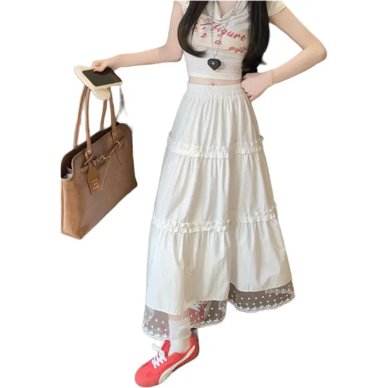 The Temptation Of The Muse Casual Long Skirt Women's White-5