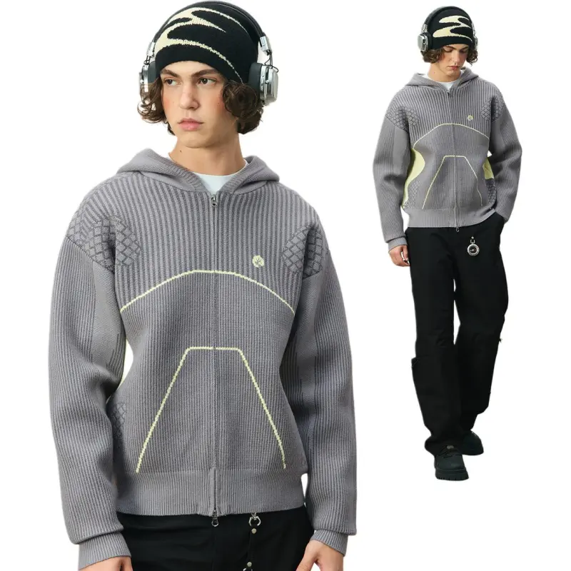 MYSAMESAME Fall Long Sleeved T Shirt Loose Fit Unisex Gray-1