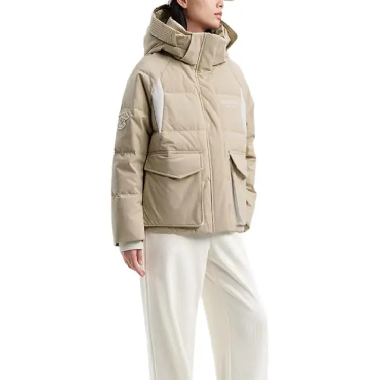 XTEP Down Jacket Women's Crimson Jade Brown/Cotton White-2