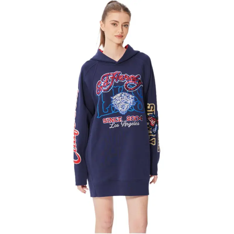 Ed Hardy SS25 Long Sleeved Dresses Women's Midnight Blue-4
