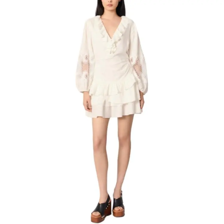 Maje Long Sleeved Dress Women's Light Umber With A Slight White Tint-2