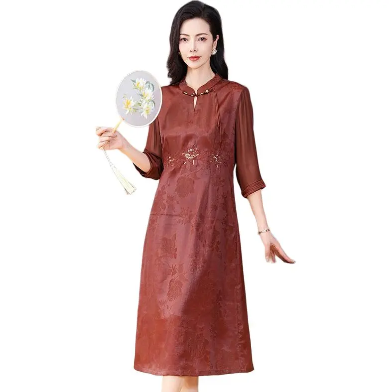 Yi Mengyuan Silk Short Sleeved Dress Women's Image Color-2