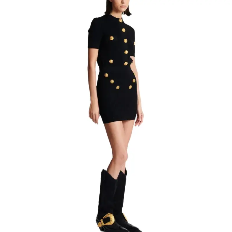 BALMAIN 6 Button Knit Skirt 'White'-2