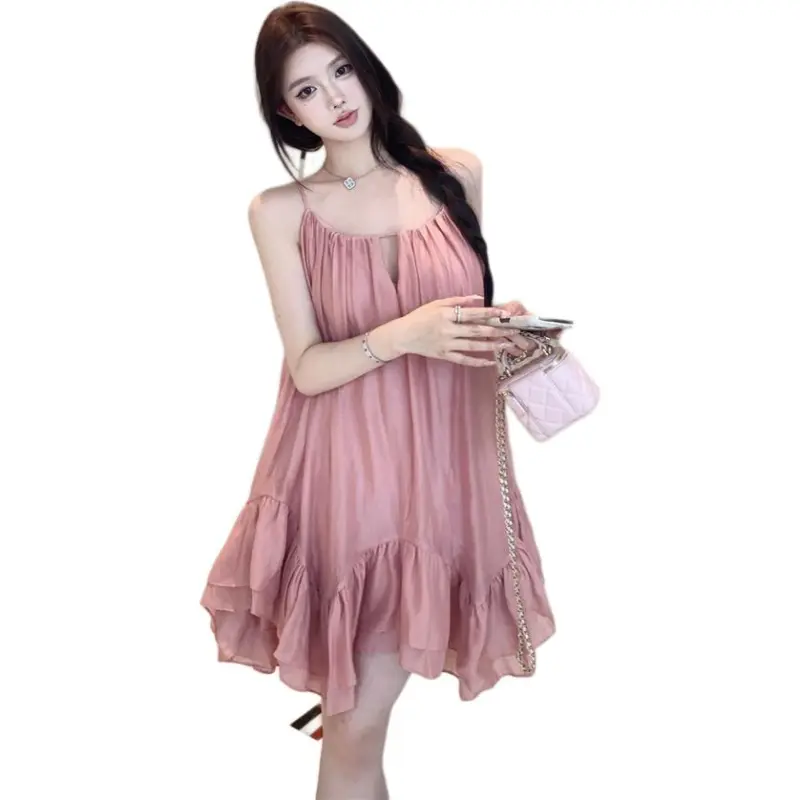 Mu Xiao Xin Slip Dress Women's Pink-3