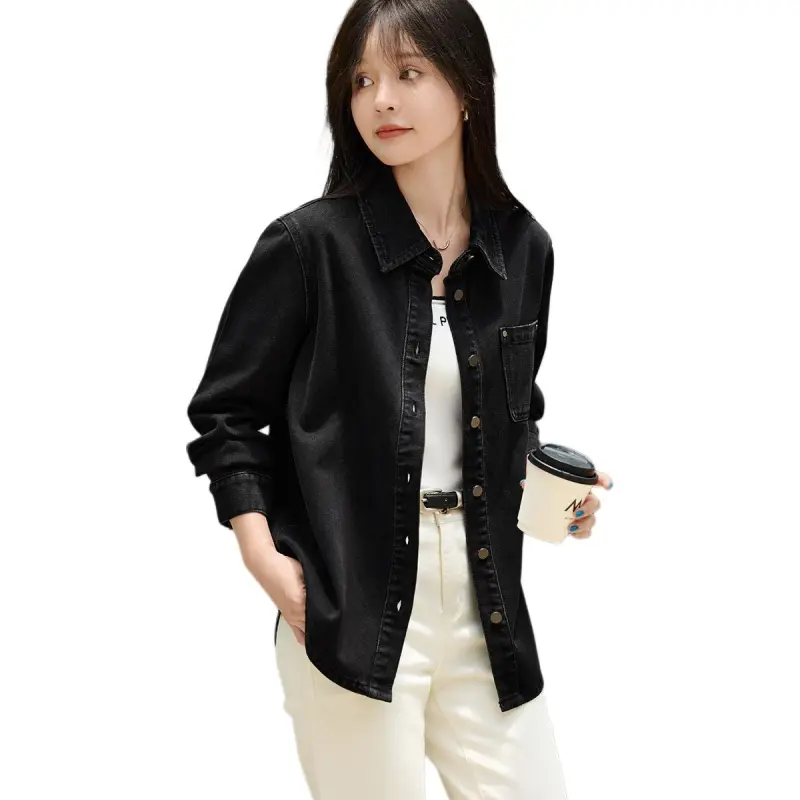 Mo Han Yi Mei Denim Jacket Women's Black-3