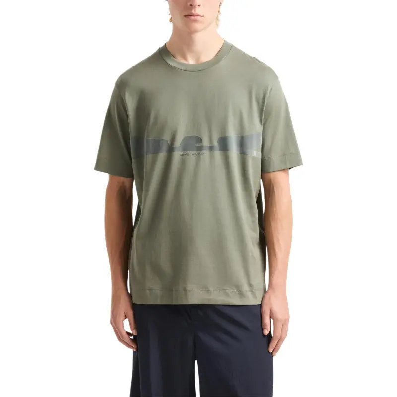 EMPORIO ARMANI Asv Jersey T shirt With Contoured Eagle Flocked Print-1