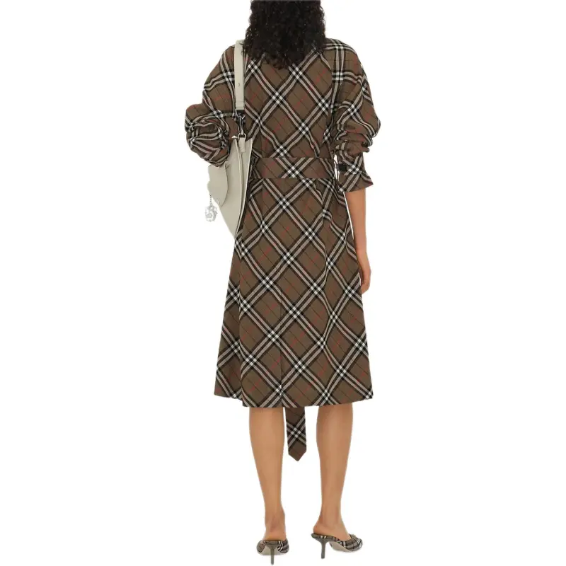 Burberry SS25 Long Sleeved Dress Women's Shrub Color-2