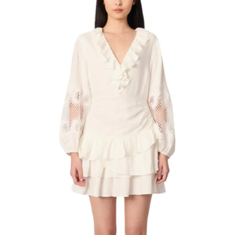 Maje Long Sleeved Dress Women's Light Umber With A Slight White Tint-1
