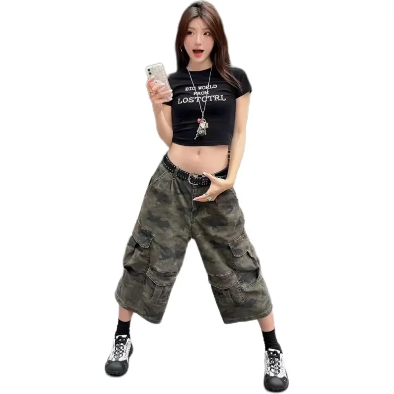 DUATOGE Denim Shorts Men Camouflage -2