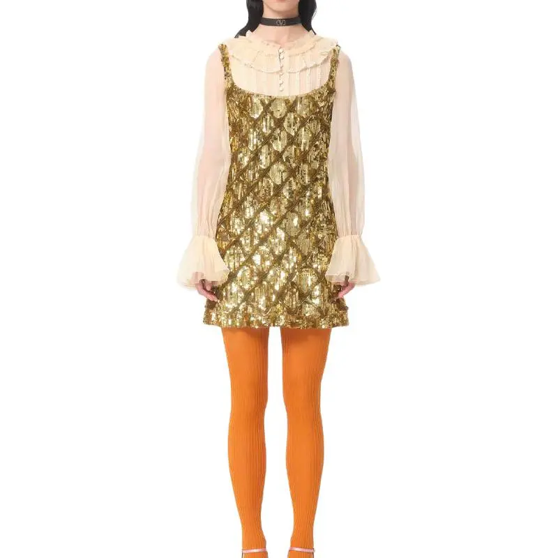 Valentino Long-Sleeved Dresses Women's Gold-4
