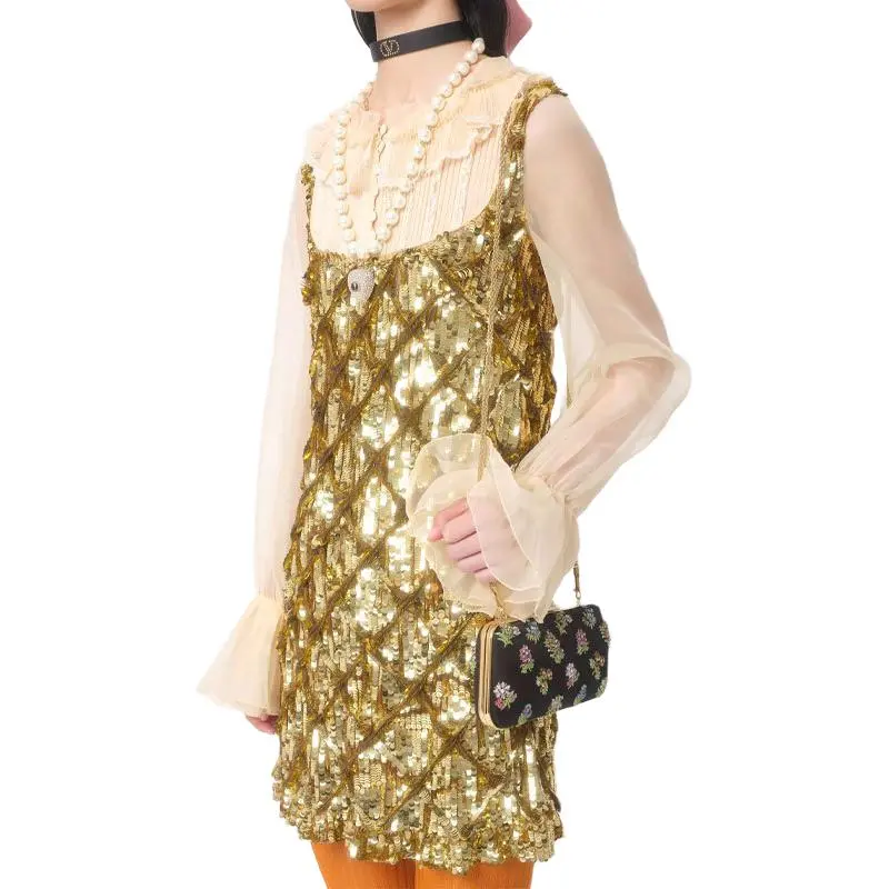 Valentino Long-Sleeved Dresses Women's Gold-5