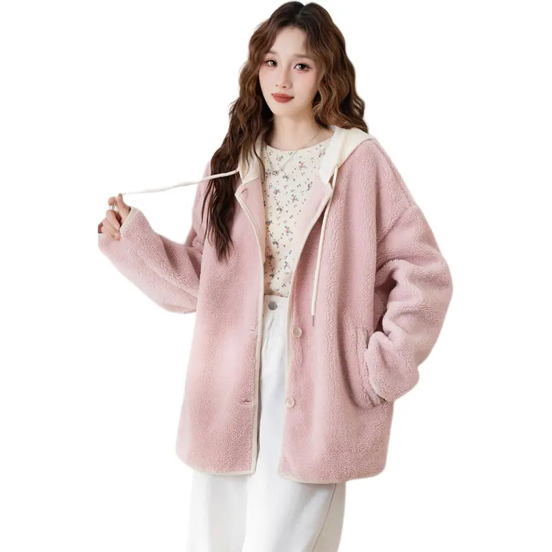 Tonlion Velvet feel Coat Women's Haze Pink-1