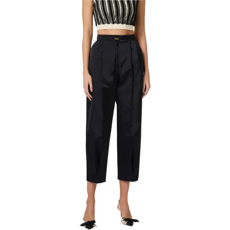 Elisabetta Franchi Belted Voile Boyfriend Trousers-3