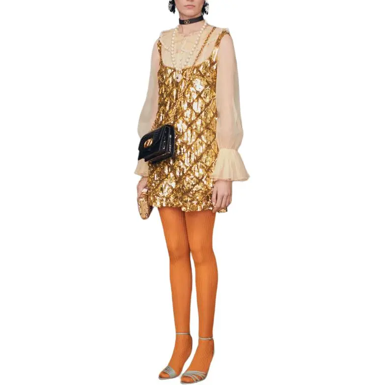 Valentino Long-Sleeved Dresses Women's Gold-6