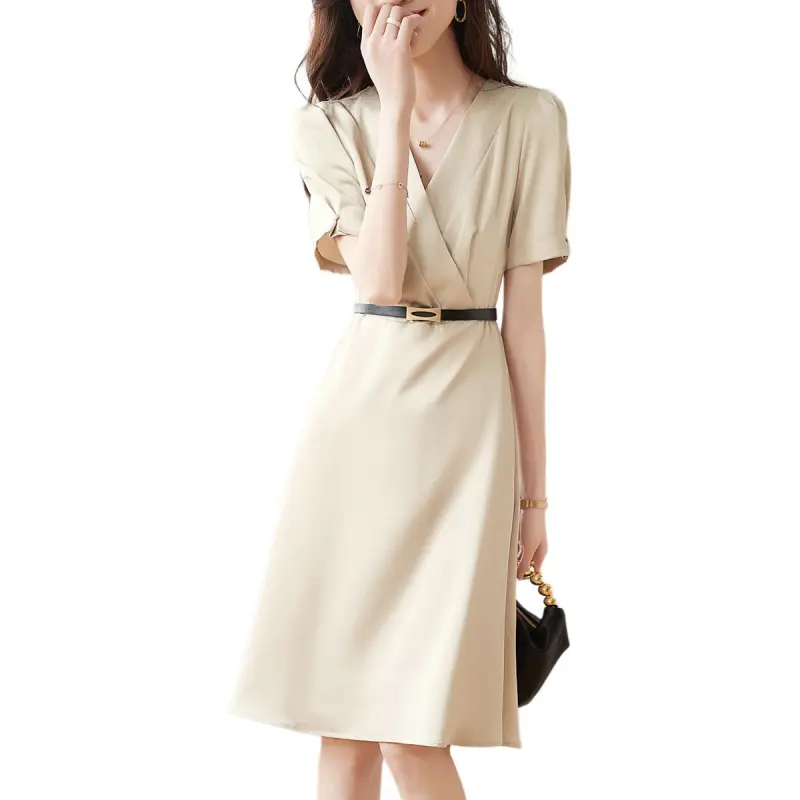 Mo Han Yi Mei Short Sleeved Dress Women's Khaki-2