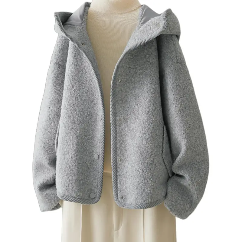 IHIMI Velvet feel Coat Women's Mist Gray Blue-1