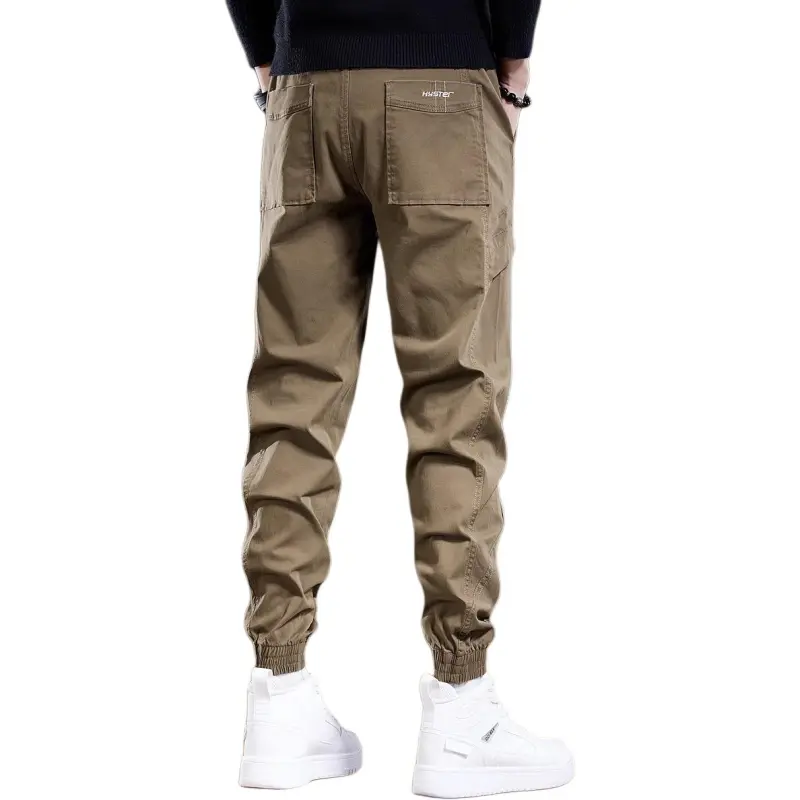 PRPK Spring Fall Cargo Pants Loose Girdles Unisex Khaki-1