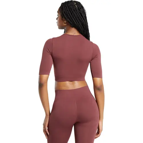 GYMSHARK Seamless Crop Top Crop Top Women's Burgundy Brown