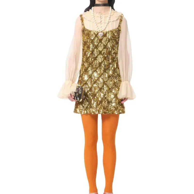 Valentino Long-Sleeved Dresses Women's Gold-1