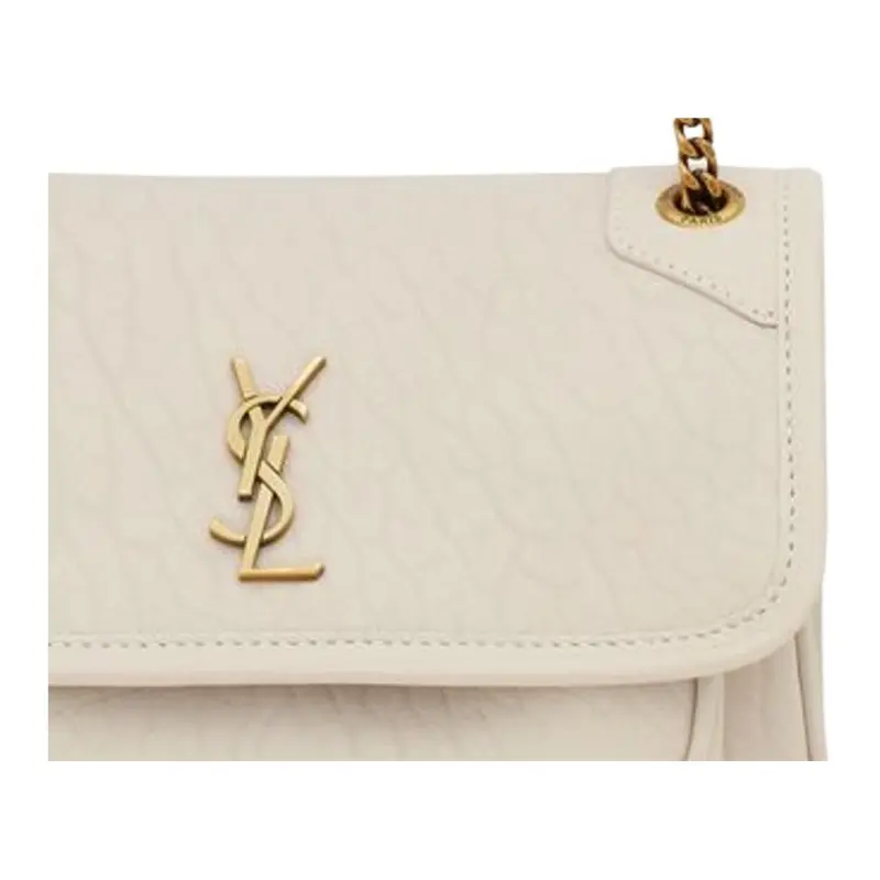SAINT LAURENT Niki Sheepskin Crossbody Bag, Shoulder Bag Mini Women's Vintage White-4