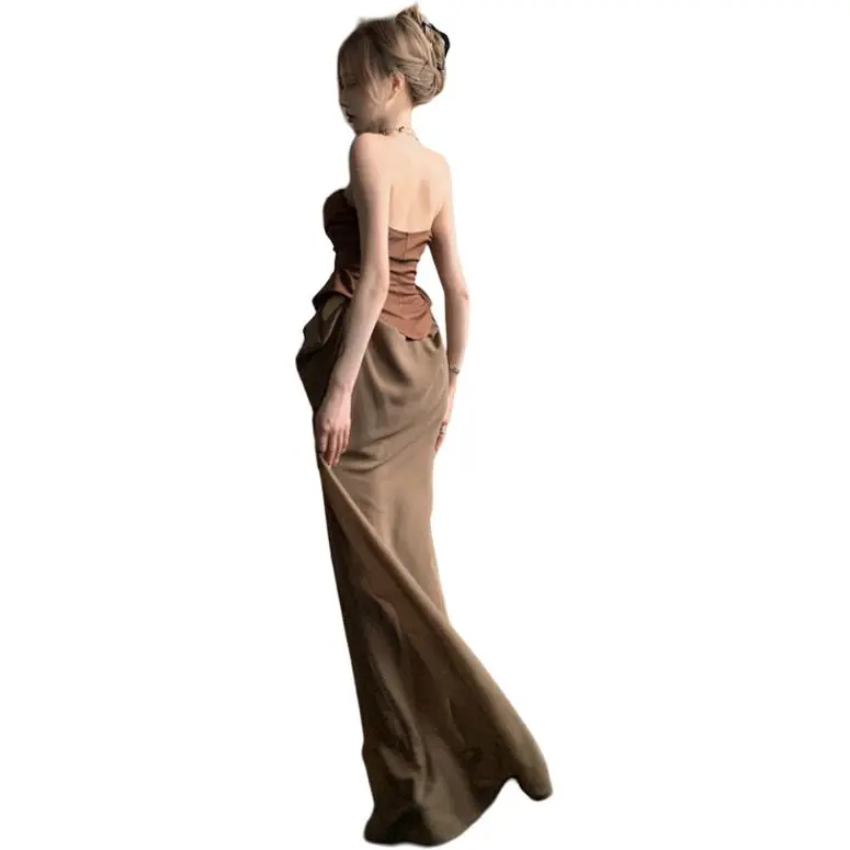 Dippanis Sleeveless Dress Women's Coffee-1