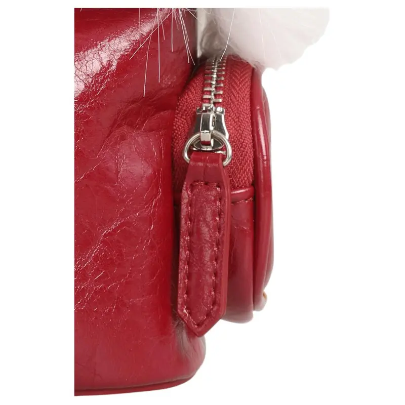 Kikawa Card Synthetic Leather Backpack Medium Size Women's Red/Black-4