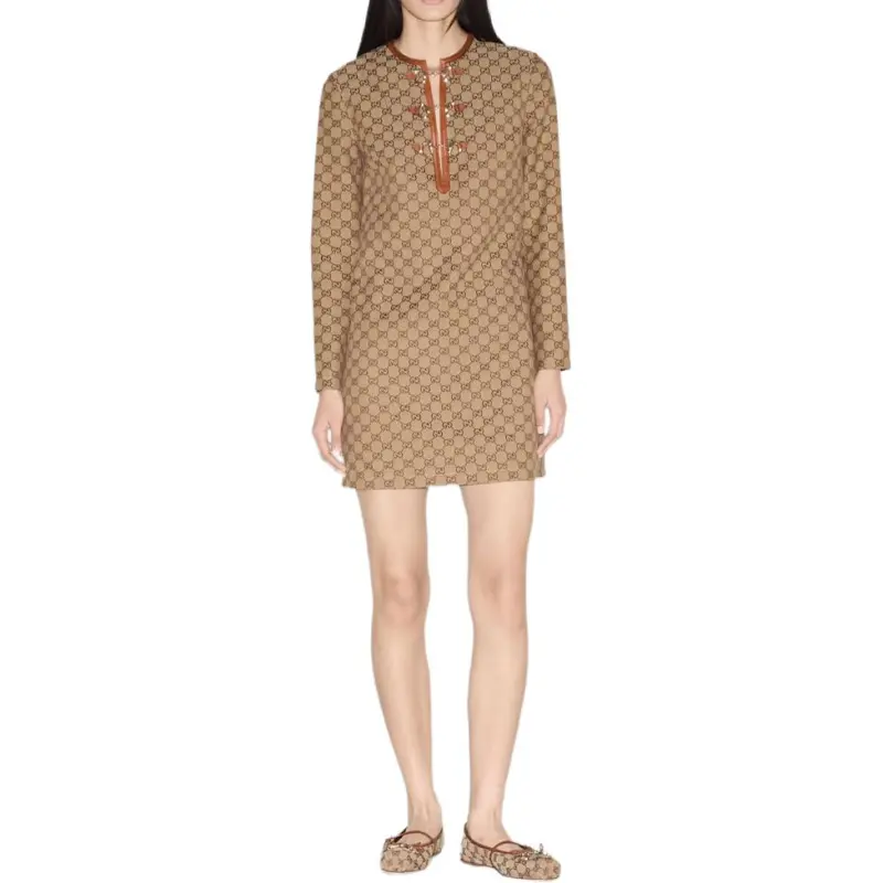 GUCCI Monogrammed Long Sleeve Mini Dress-1