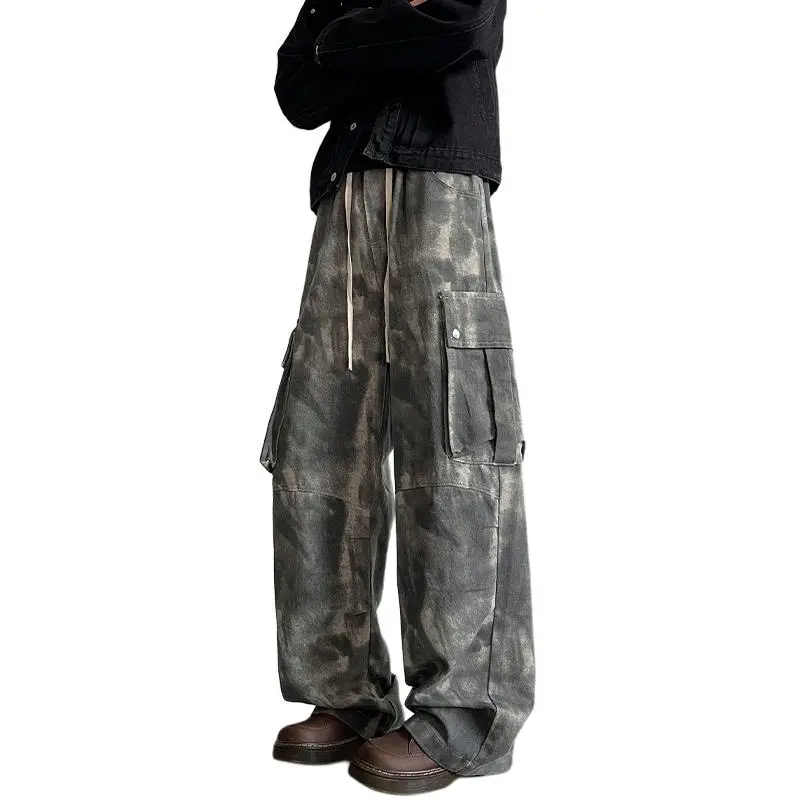 Menglaini Jeans Unisex Tie Dye Camouflage[Wasteland Style]-5