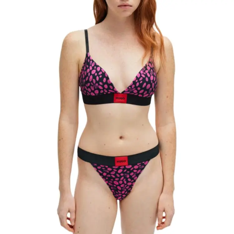 HUGO BOSS Stretch-Cotton Triangle Bra With Seasonal Pattern Bra Women's Multicolor-1